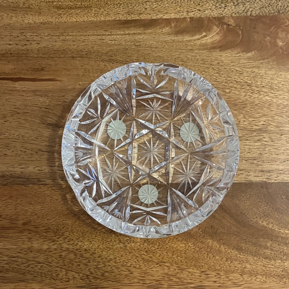 Vintage Cut Crystal Ashtray Star of David Mid-Century Judaica Circa 1950s–70s